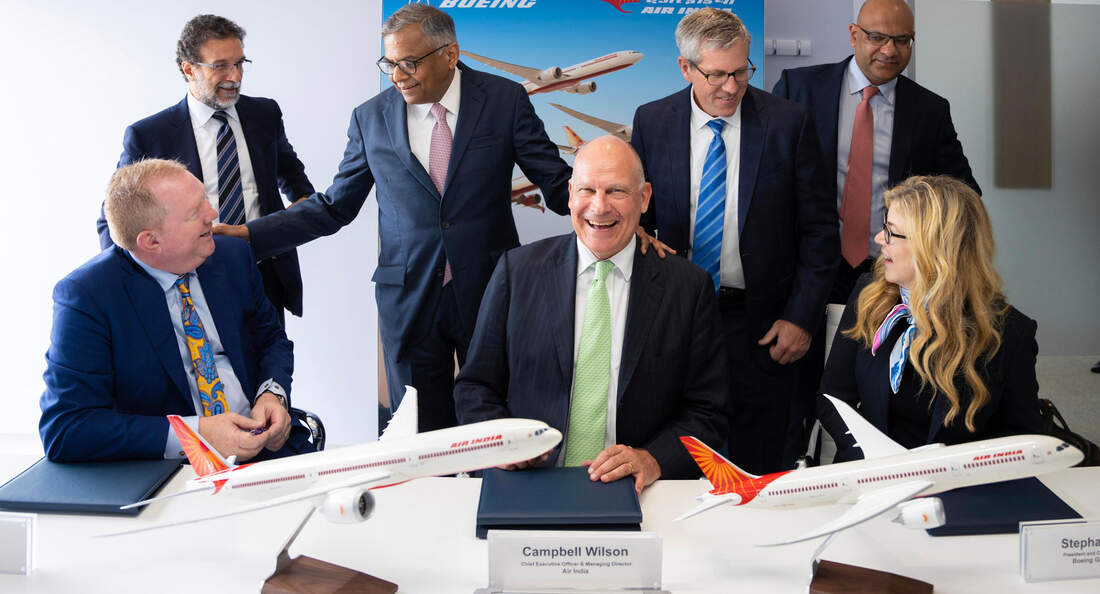 Air India unterschrieb in Paris auch den Großauftag für Boeing.