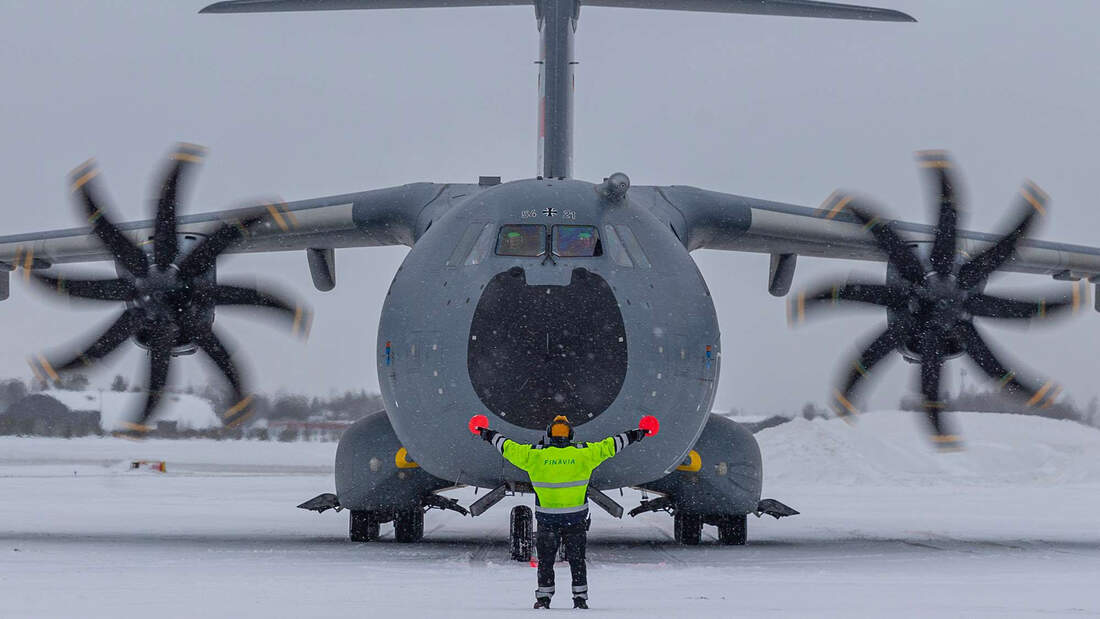 Airbus A400M Luftwaffe im Schnee von vorne