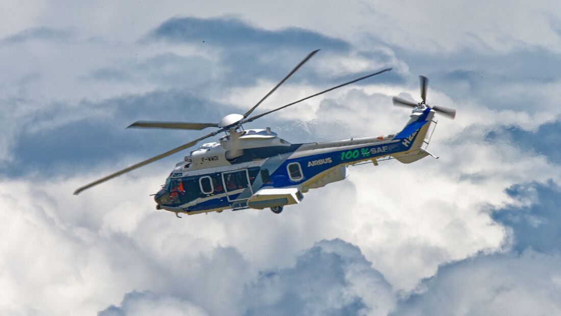 Airbus Helicopters testet eine H225 mit 100 Prozent SAF für beide Makila-Treibwerke.