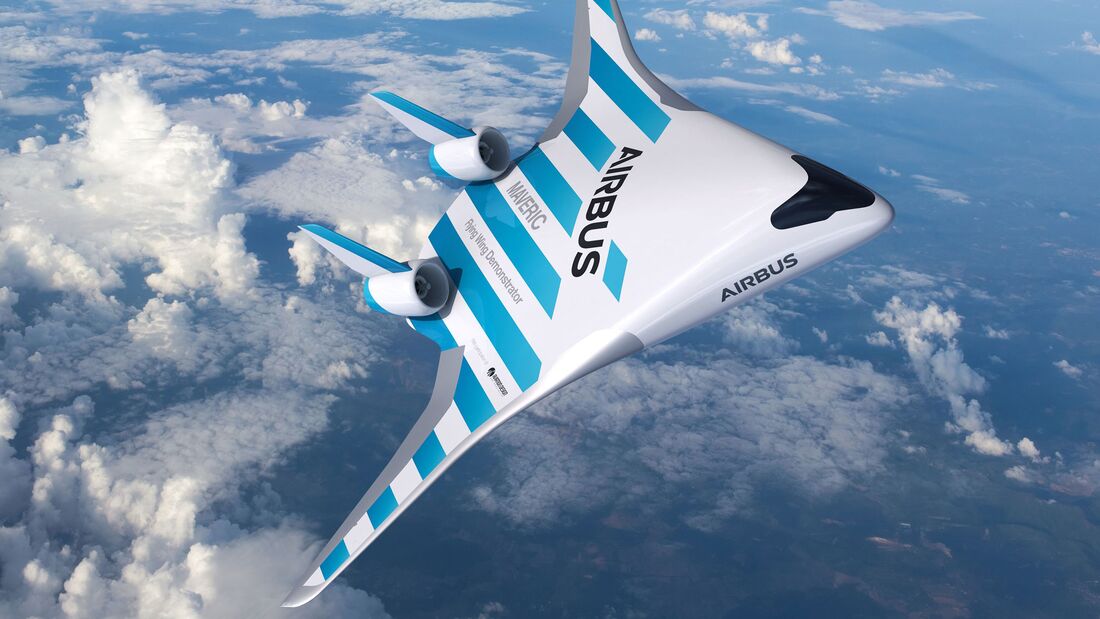 Airbus MAVERIC-Konzept für ein Blended-Wing-Body-Verkehrsflugzeug.