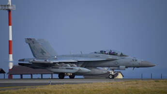 Boeing EA-18G Growler in Spangdahlem: Landung am 28. März 2022.