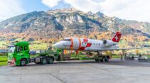 Challenger 604 der Rega auf dem Weg ins Verkehrshaus der Schweiz in Luzern