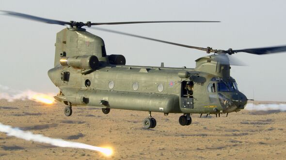 Chinook Releases Flares over Afghanistan