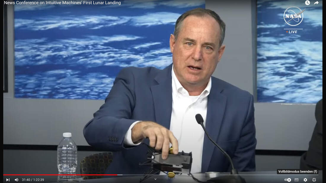 Der Mondlander von Intuitive Machines ist wohl auf die Seite gekippt.