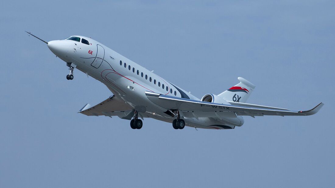 Die Dassault Falcon 6X startete am 10. März 2021 in Bordeaux-Merignac zum Erstflug.