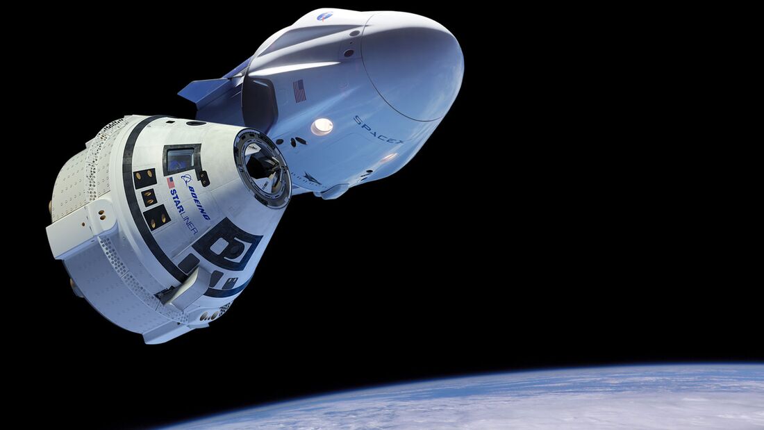 Die Raumkapseln Crew Dragon von SpaceX und CST-100 Starliner von Boeing.