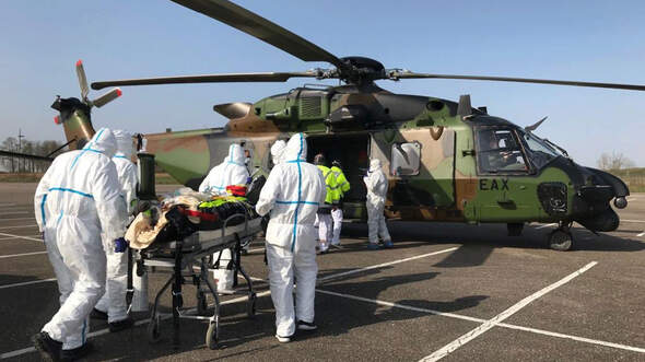 Ein Caiman der Armée der Terre flog am 28. März zwei Corona-Patienten von Metz nach Essen.