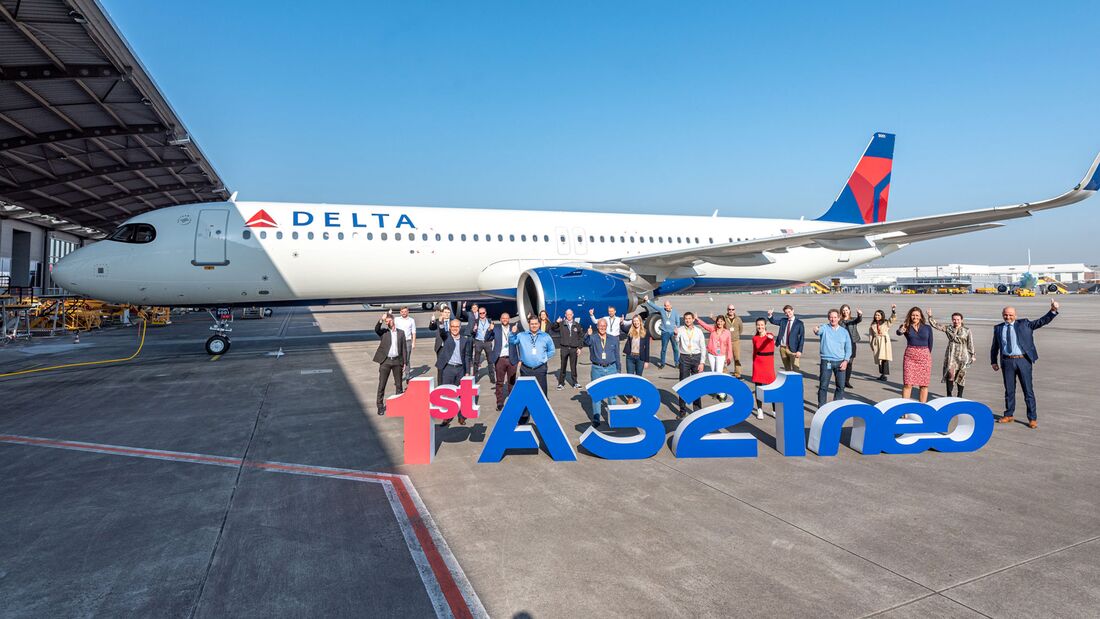 Erster Airbus A321neo für Delta wird in Hamburg ausgeliefert.