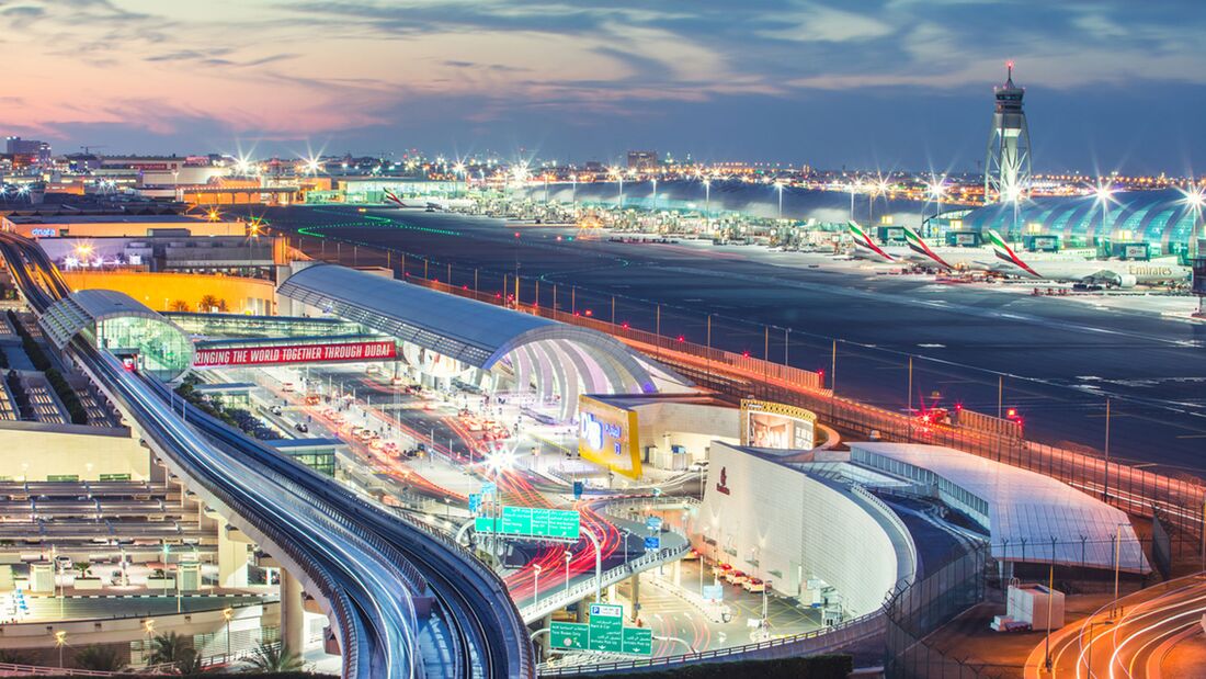 Flughafen DXB, Terminal 3 in Dubai. 