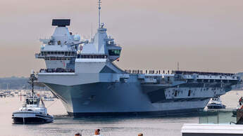 HMS QUEEN ELIZABETH DEPARTING FROM PORTSMOUTH 