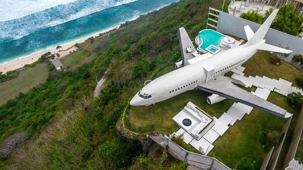 Luftaufnahme Boeing 737 als Luxus-Ferienvilla
