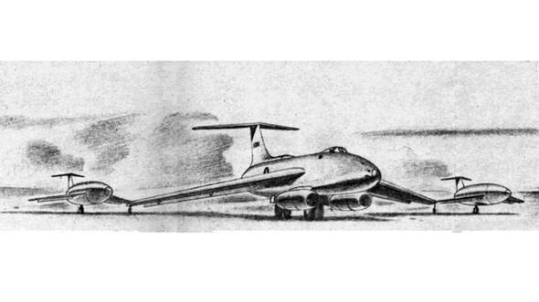 Martin XB-51 mit Matador am Boden Zeichnung