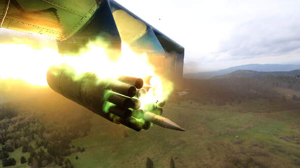 Mi-35 Hind Rakete verlässt Behälter