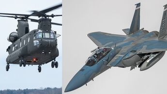 Montage Boeing CH-47F Chinook und F-15EX Eagle