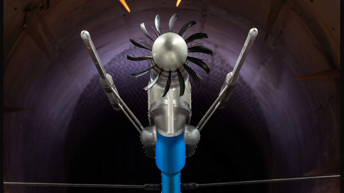 OpenFan-Modell von Safran im Windkanal der ONERA.