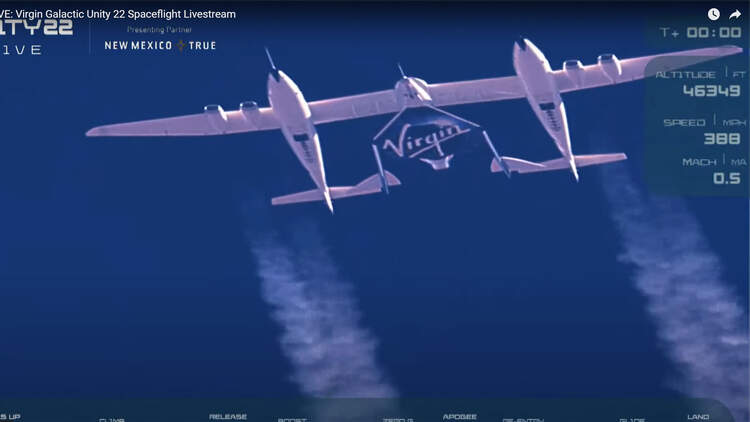 Richard Branson war am 11. Juni 2021 bei einem Testlfug des SpaceShipTwo an Bord.