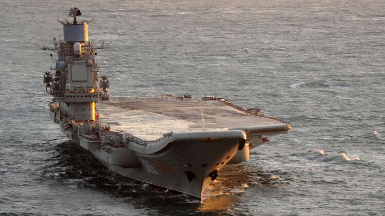 Russian Aircraft Carrier Admiral Kuznetsov is Escorted by HMS York Near Scotland