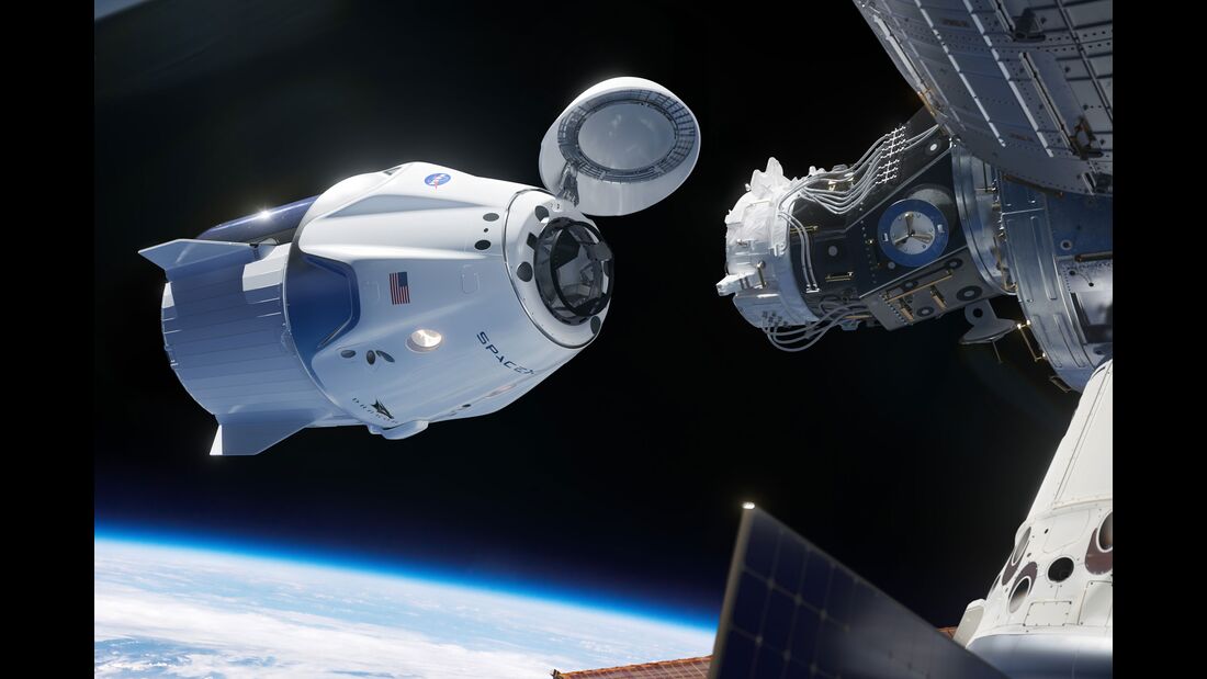 SpaceX Crew Dragon bei der ersten unbemannten Mission
