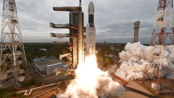 Start der zweiten indischen Mondmission Chandrayaan-2 am 22. Juli 2019.