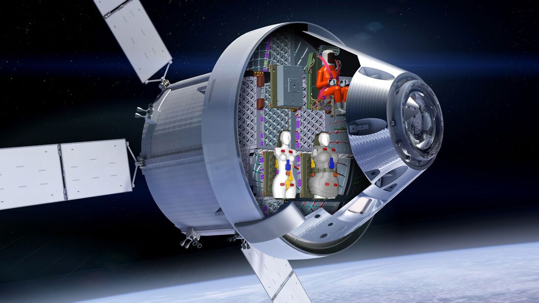 Unter Führung des DLR gebaute Puppen für die Strahlenmessung während des Orion-Mondflugs (Artemis-1-Mission).