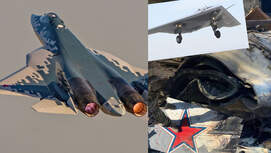 Montage Suchoi Su-57 und abgeschossene S-70 Ochotnik