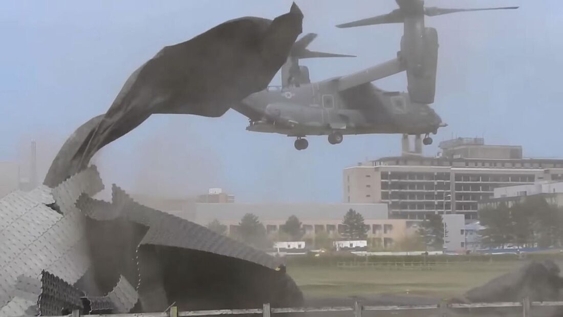 V-22 Osprey zerstört Heliport von Krankenhaus