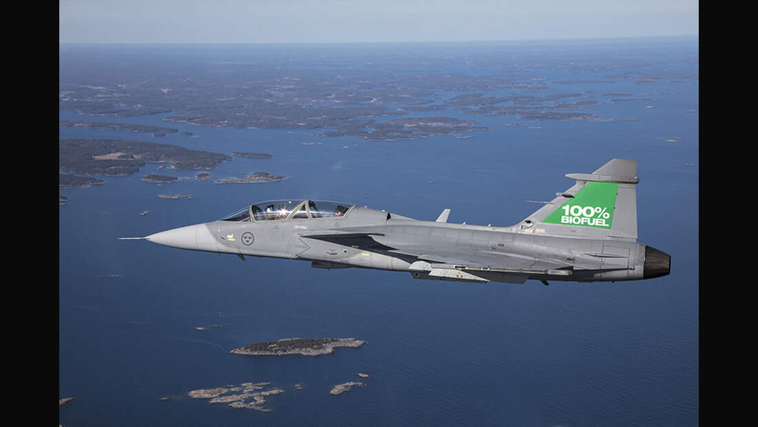 Saab Gripen D fliegt erstmals mit Biotreibstoff