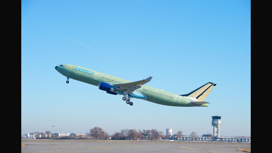 Erste A330 mit 242 Tonnen Startmasse hebt ab