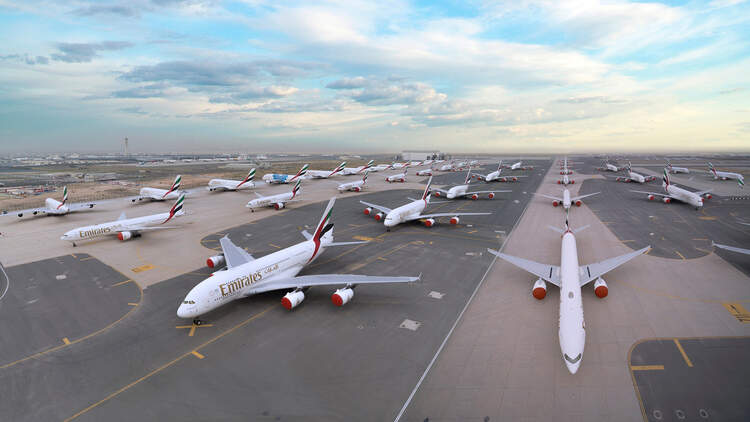 Wie Emirates 115 Geparkte A380 In Schuss Halt Flug Revue